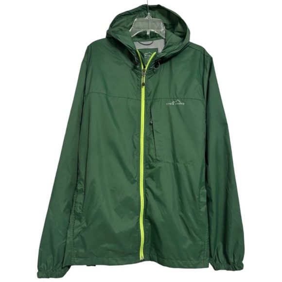 Eddie Bauer Wind Jacket Hooded Lightweight Packable Hood Coat Green Grey Men 2XL - Picture 5 of 13